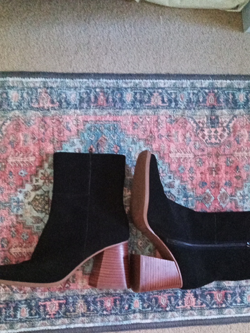Luke New crown Vintage Size 10 Black Suede Block Heel Ankle Boots